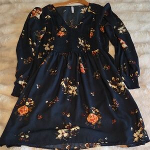 Xhilaration Navy Blue Floral Womens Dress